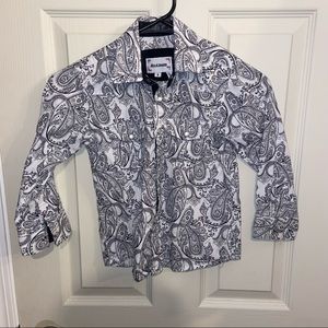 Ace of Diamonds women’s petite size 6 blouse white black paisley pearl snap